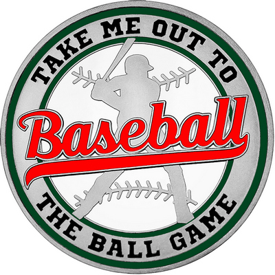 Red "Baseball" with Dark Green Outer Circular Borders